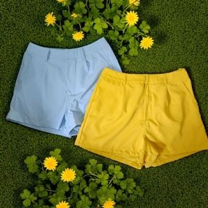 Womens Medium Light Blue & Yellow Trouser Dress Shorts 2 Pairs NEW without tags